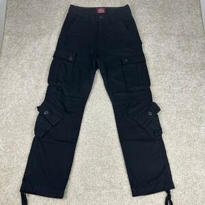 Match Union Workwear Black Cotton Pocket Cargo Pants Tactical 30" Grunge Utility